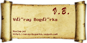 Váray Bogárka névjegykártya